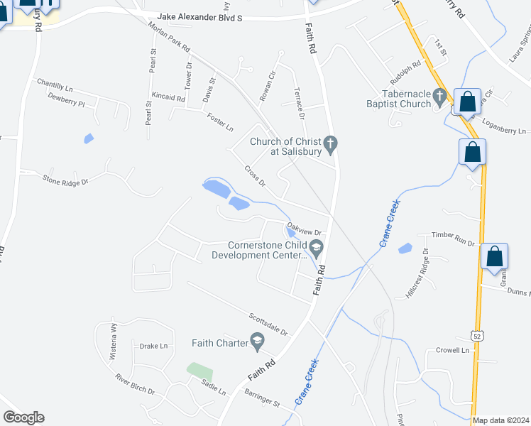 map of restaurants, bars, coffee shops, grocery stores, and more near 302 Oakview Drive in Salisbury