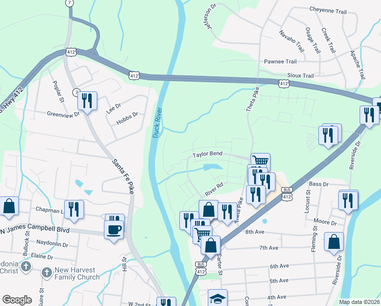 map of restaurants, bars, coffee shops, grocery stores, and more near 676 Taylor Bend in Columbia