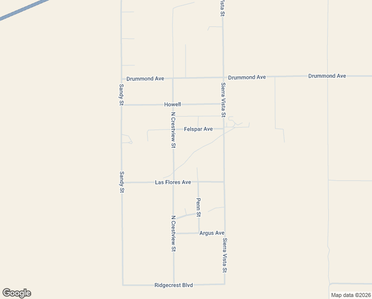 map of restaurants, bars, coffee shops, grocery stores, and more near North Crestview Street in Kern County
