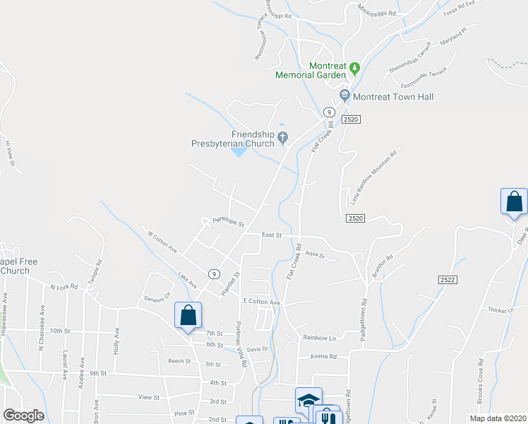 map of restaurants, bars, coffee shops, grocery stores, and more near 1110 Montreat Road in Black Mountain