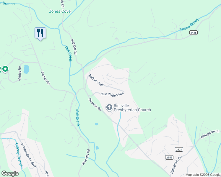 map of restaurants, bars, coffee shops, grocery stores, and more near 226 Blue Ridge Vista in Asheville