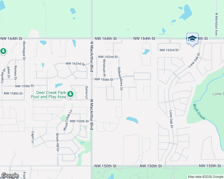 map of restaurants, bars, coffee shops, grocery stores, and more near 15917 Cattail Drive in Edmond