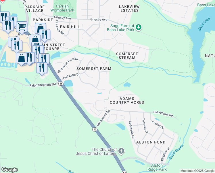 map of restaurants, bars, coffee shops, grocery stores, and more near 516 Hidden Cellars Drive in Holly Springs