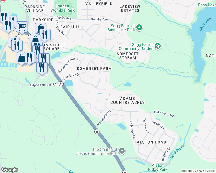 map of restaurants, bars, coffee shops, grocery stores, and more near 516 Hidden Cellars Drive in Holly Springs