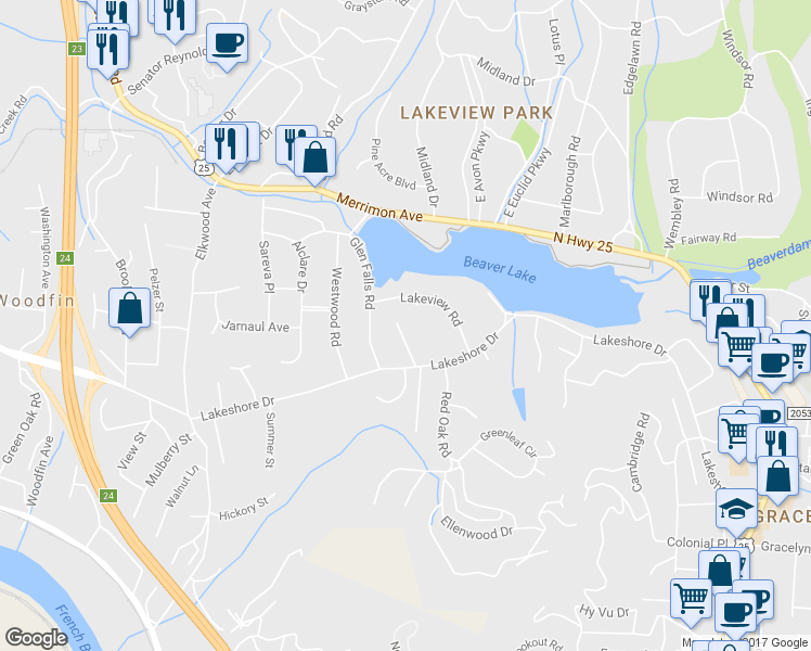 map of restaurants, bars, coffee shops, grocery stores, and more near 11 Baird Lane in Asheville