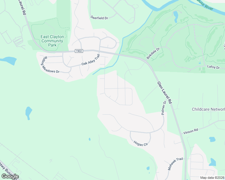 map of restaurants, bars, coffee shops, grocery stores, and more near 72 Sugarberry Lane in Clayton