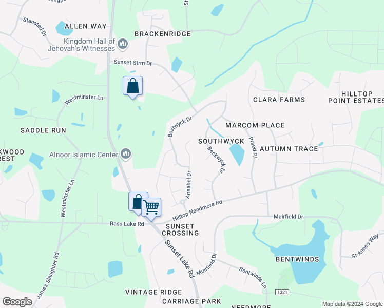 map of restaurants, bars, coffee shops, grocery stores, and more near 5133 Annabel Drive in Fuquay-Varina