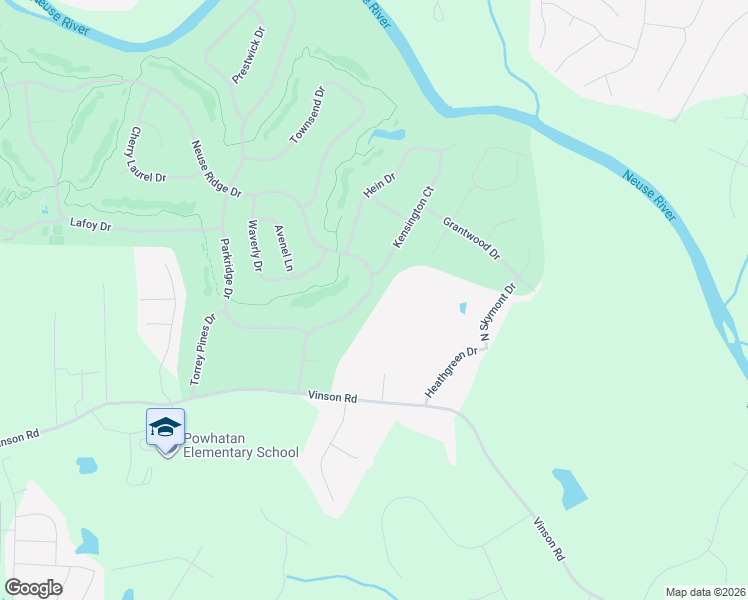 map of restaurants, bars, coffee shops, grocery stores, and more near 1108 Neuse Ridge Drive in Clayton