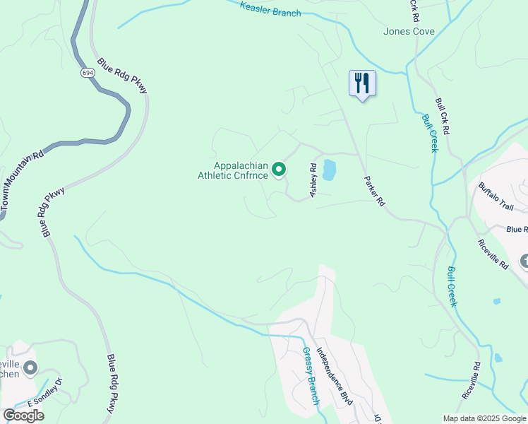 map of restaurants, bars, coffee shops, grocery stores, and more near 71 Mark Twain Road in Asheville