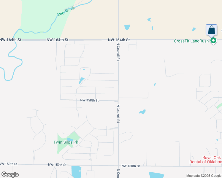 map of restaurants, bars, coffee shops, grocery stores, and more near 8009 Northwest 159th Street in Edmond