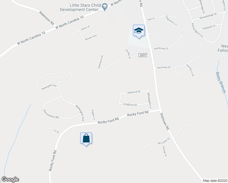 map of restaurants, bars, coffee shops, grocery stores, and more near 2550 Ashford Drive in Newton