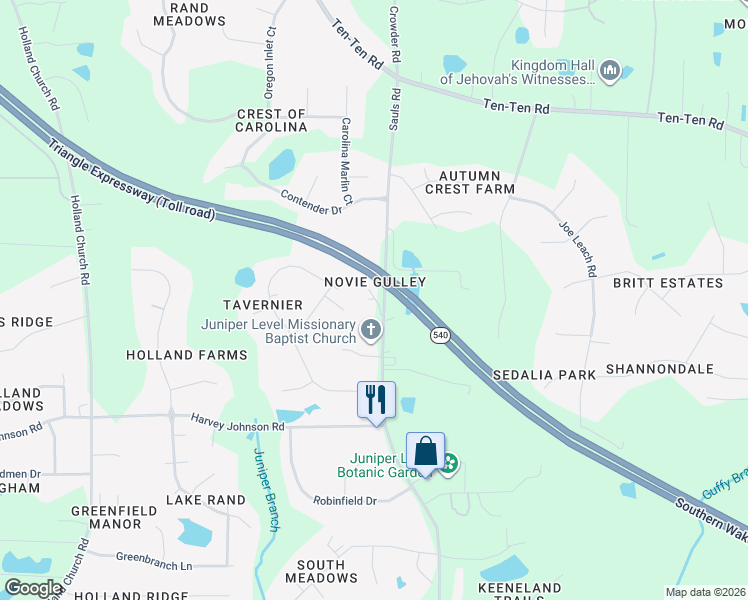 map of restaurants, bars, coffee shops, grocery stores, and more near 9012 Sauls Road in Raleigh