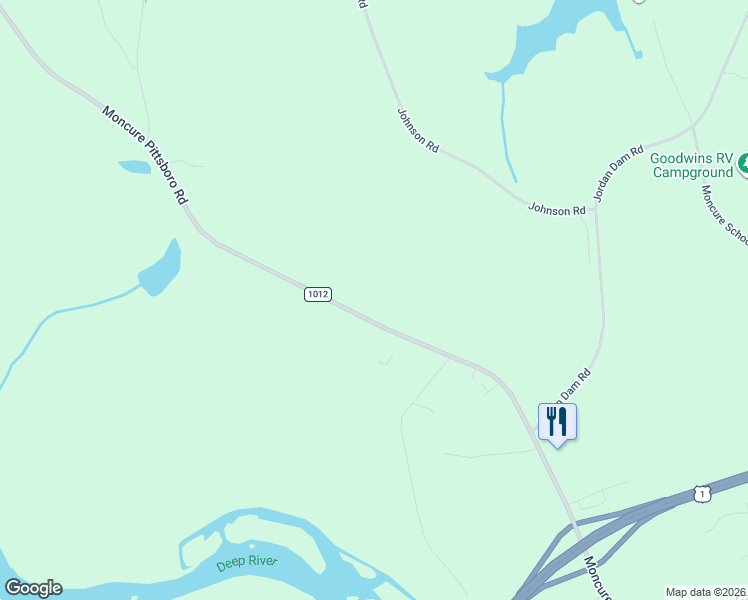 map of restaurants, bars, coffee shops, grocery stores, and more near 7193-7379 Moncure Pittsboro Road in Moncure