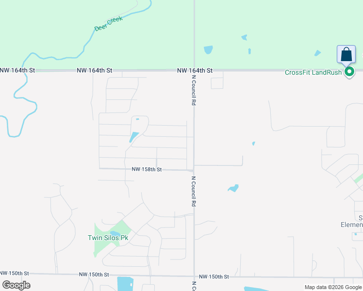 map of restaurants, bars, coffee shops, grocery stores, and more near 8009 Northwest 159th Street in Edmond
