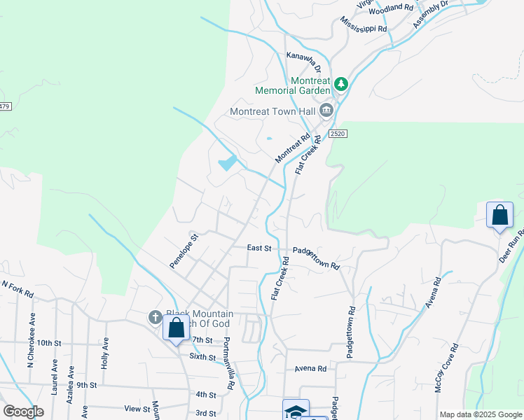 map of restaurants, bars, coffee shops, grocery stores, and more near 1110 Montreat Road in Black Mountain