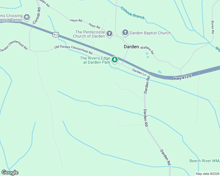 map of restaurants, bars, coffee shops, grocery stores, and more near 105 Doyle Reeves Road in Darden
