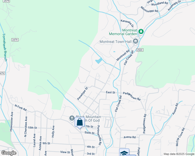 map of restaurants, bars, coffee shops, grocery stores, and more near Mountain View Drive in Buncombe County