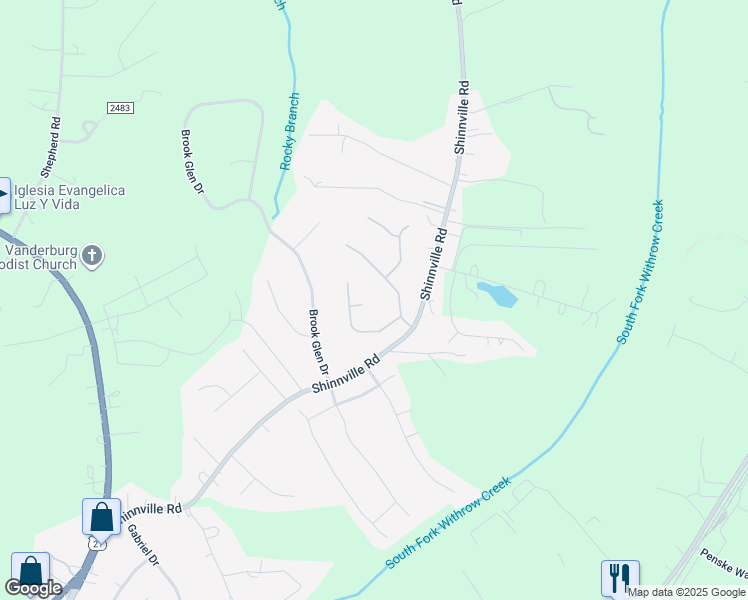 map of restaurants, bars, coffee shops, grocery stores, and more near 110 Athens Court in Mooresville