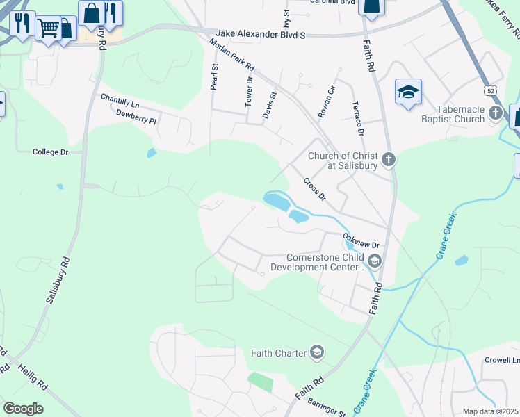 map of restaurants, bars, coffee shops, grocery stores, and more near 1203 Oak Haven Drive in Salisbury