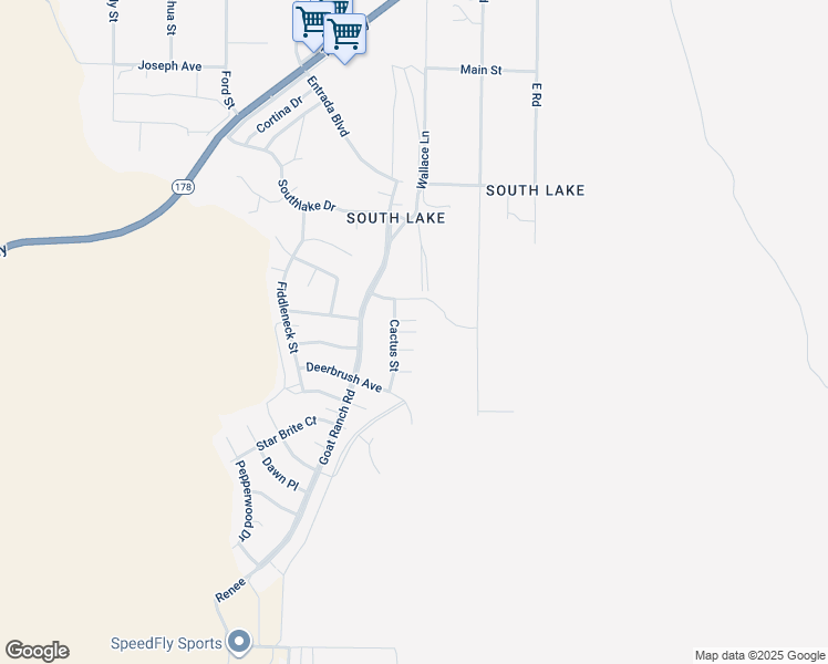 map of restaurants, bars, coffee shops, grocery stores, and more near 4212 Cactus Street in Lake Isabella