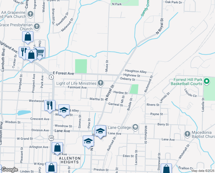map of restaurants, bars, coffee shops, grocery stores, and more near 416 Greenwood Avenue in Jackson