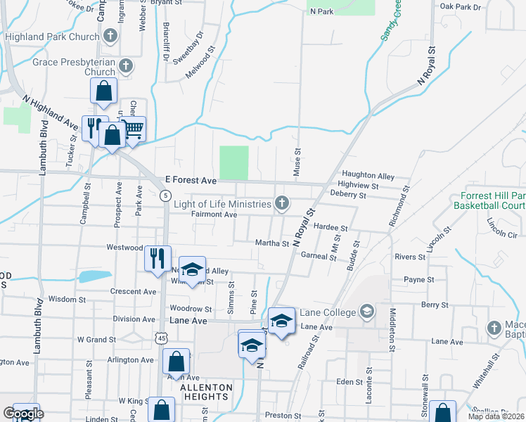 map of restaurants, bars, coffee shops, grocery stores, and more near 370 Greenwood Avenue in Jackson
