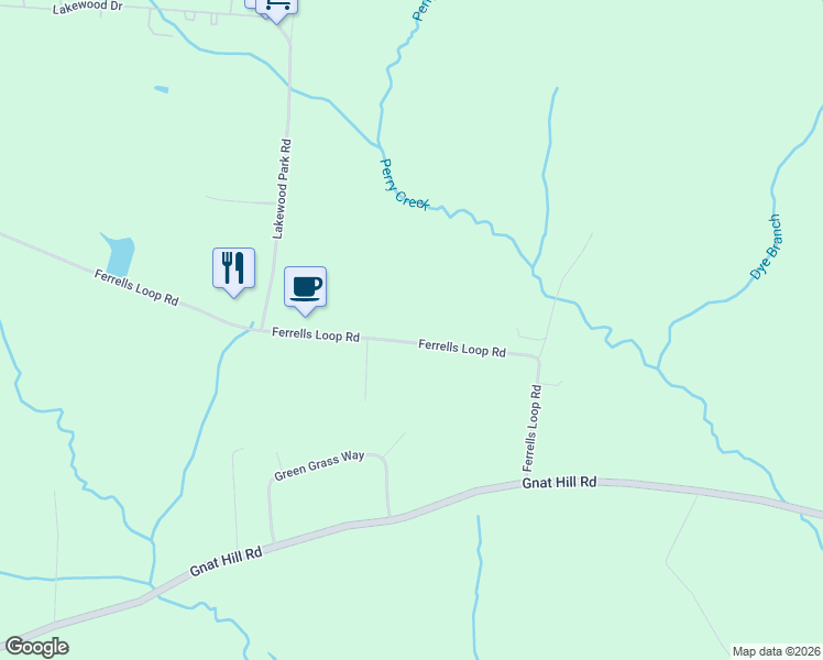 map of restaurants, bars, coffee shops, grocery stores, and more near 558 Ferrells Loop Road in Beechgrove