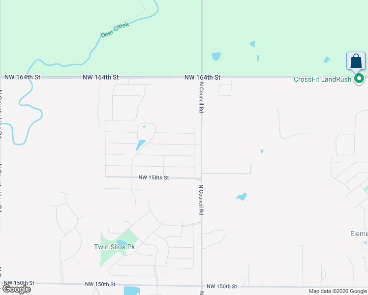 map of restaurants, bars, coffee shops, grocery stores, and more near 8013 Northwest 160th Street in Edmond