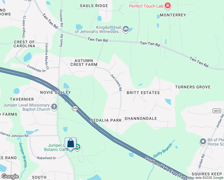 map of restaurants, bars, coffee shops, grocery stores, and more near 10004 Joe Leach Road in Raleigh