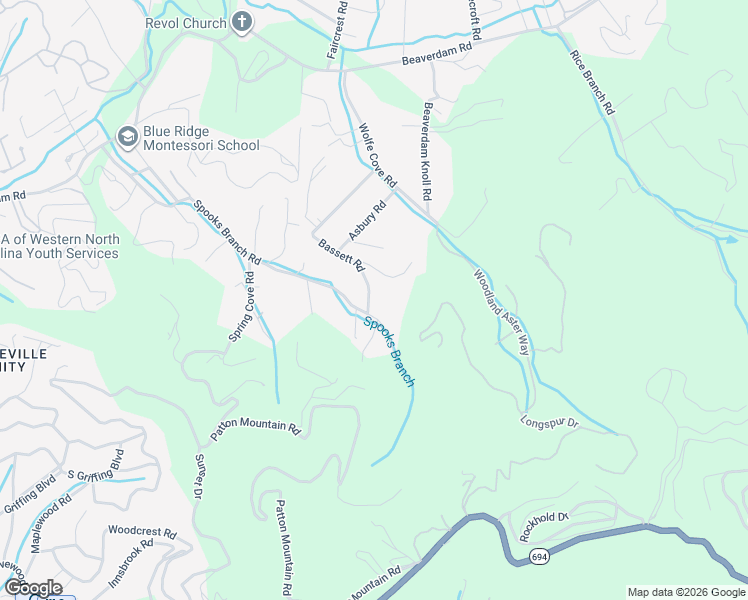 map of restaurants, bars, coffee shops, grocery stores, and more near 68 Bassett Road in Asheville
