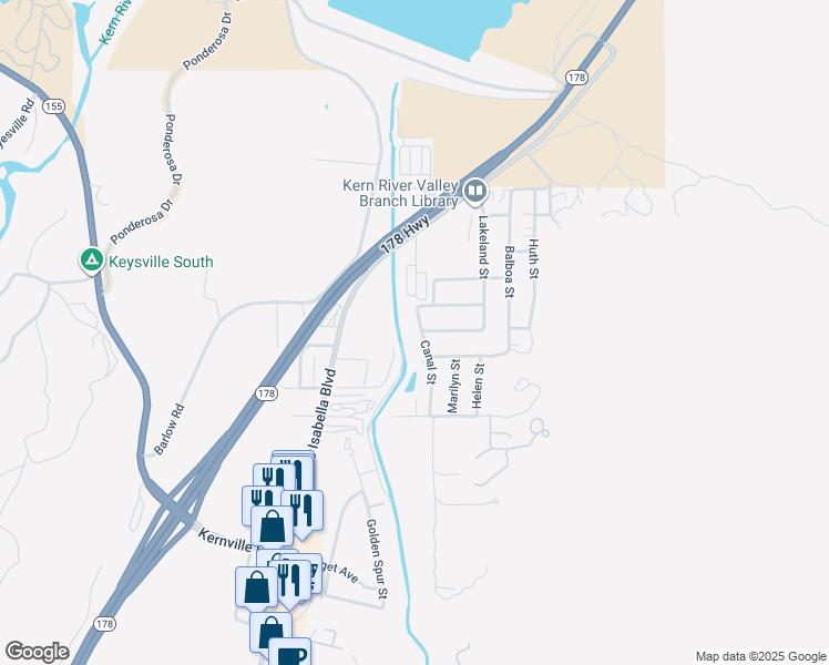 map of restaurants, bars, coffee shops, grocery stores, and more near 2941 Higham Avenue in Lake Isabella
