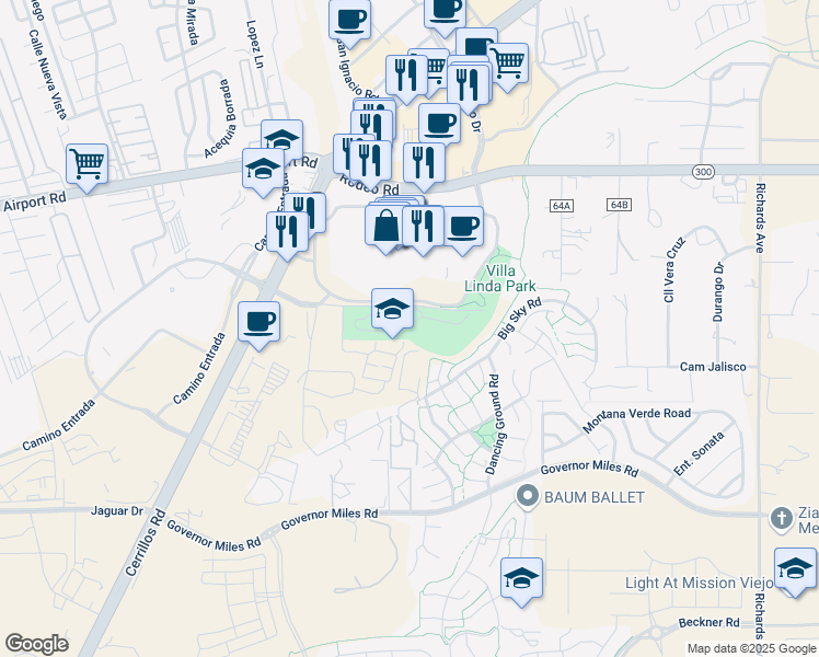 map of restaurants, bars, coffee shops, grocery stores, and more near 4700 Wagon Road in Santa Fe