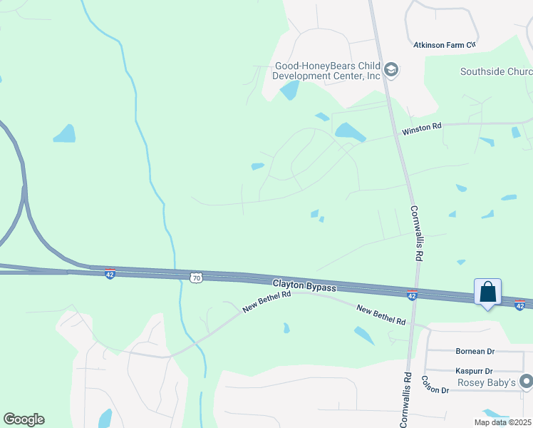 map of restaurants, bars, coffee shops, grocery stores, and more near 155 Willis Road in Garner