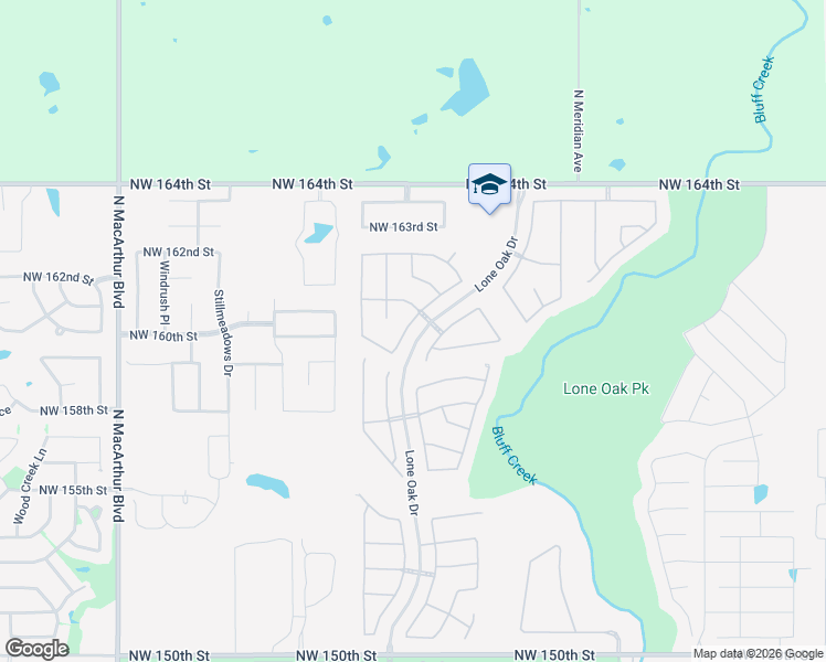 map of restaurants, bars, coffee shops, grocery stores, and more near 16020 Promontory Road in Edmond