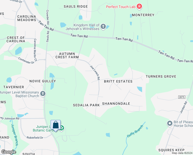 map of restaurants, bars, coffee shops, grocery stores, and more near 10004 Joe Leach Road in Raleigh