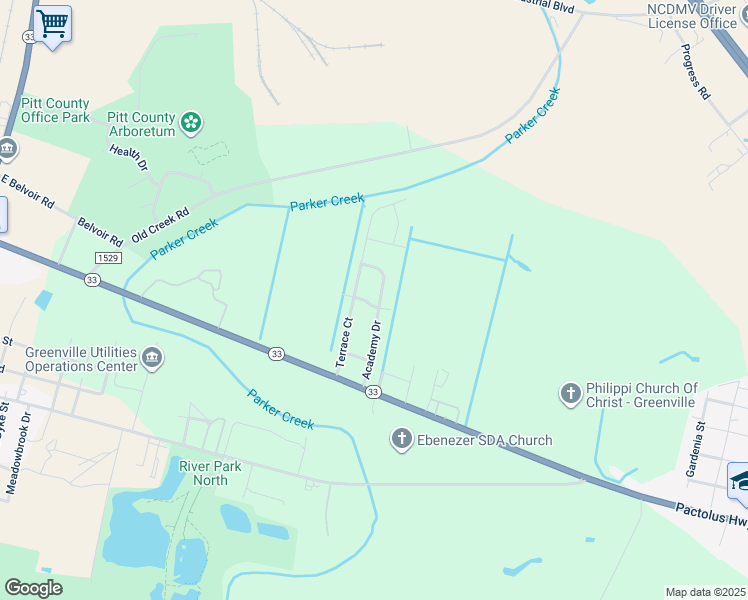 map of restaurants, bars, coffee shops, grocery stores, and more near 200 Oldwell Drive in Greenville