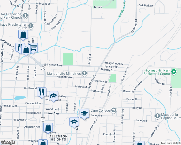 map of restaurants, bars, coffee shops, grocery stores, and more near 416 Greenwood Avenue in Jackson