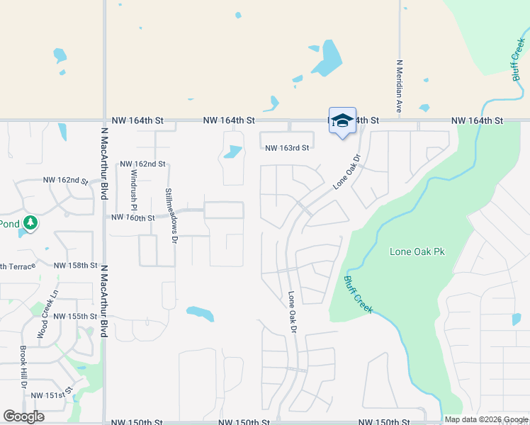 map of restaurants, bars, coffee shops, grocery stores, and more near 16000 Rim Road in Edmond