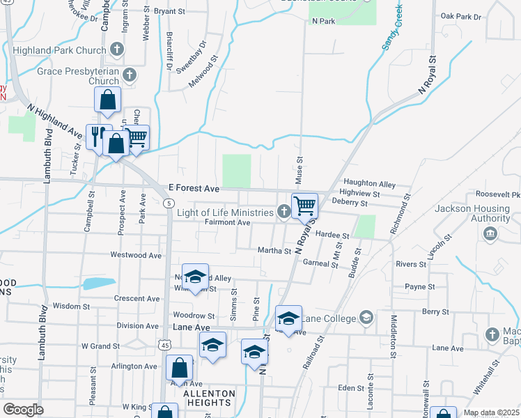 map of restaurants, bars, coffee shops, grocery stores, and more near 352 Greenwood Avenue in Jackson