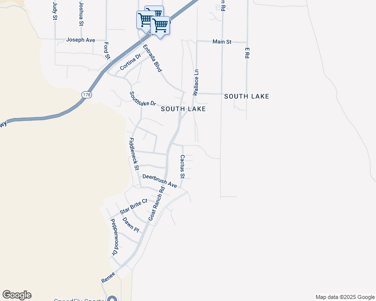 map of restaurants, bars, coffee shops, grocery stores, and more near 4212 Cactus Street in Lake Isabella