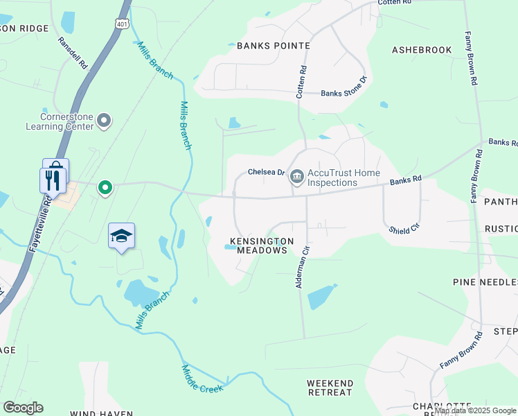 map of restaurants, bars, coffee shops, grocery stores, and more near 3321 Banks Road in Raleigh