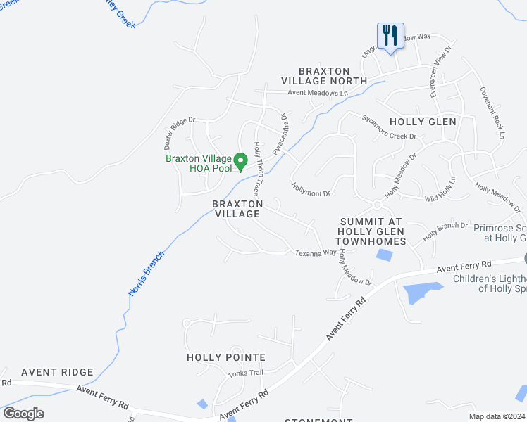 map of restaurants, bars, coffee shops, grocery stores, and more near 413 Holly Thorn Terrace in Holly Springs