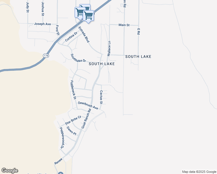 map of restaurants, bars, coffee shops, grocery stores, and more near 4212 Cactus Street in Lake Isabella