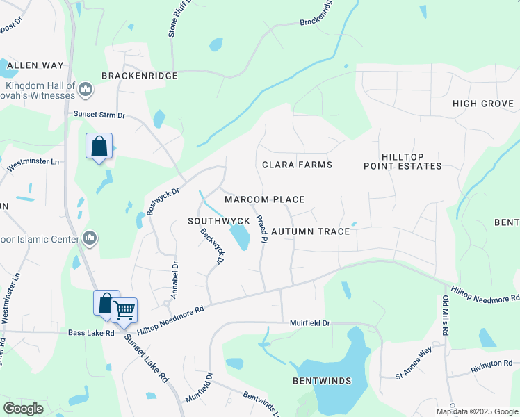 map of restaurants, bars, coffee shops, grocery stores, and more near 5261 Linwick Drive in Fuquay-Varina