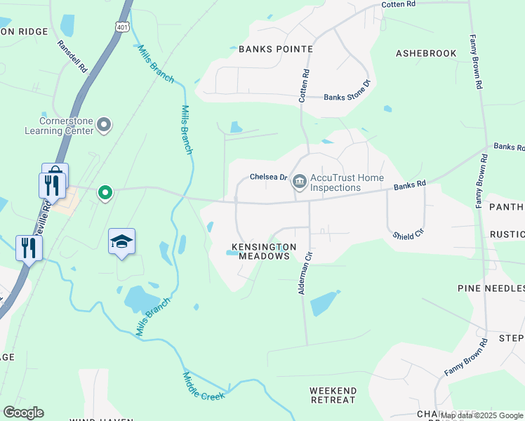 map of restaurants, bars, coffee shops, grocery stores, and more near 3321 Banks Road in Raleigh