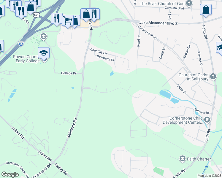 map of restaurants, bars, coffee shops, grocery stores, and more near 209 Stone Ridge Drive in Salisbury