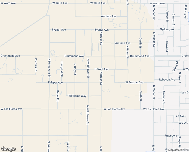 map of restaurants, bars, coffee shops, grocery stores, and more near 1766 Felspar Avenue in Ridgecrest