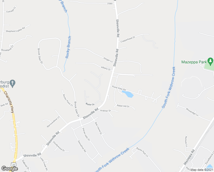 map of restaurants, bars, coffee shops, grocery stores, and more near 367 Shinnville Road in Mooresville