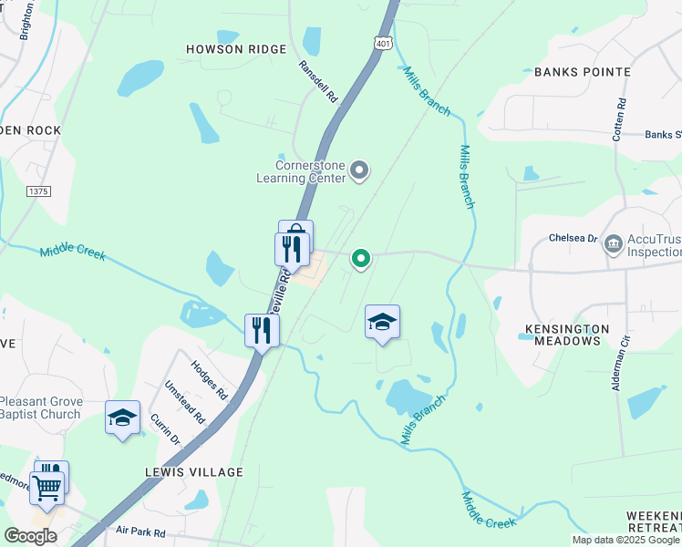 map of restaurants, bars, coffee shops, grocery stores, and more near 3655 Banks Road in Raleigh