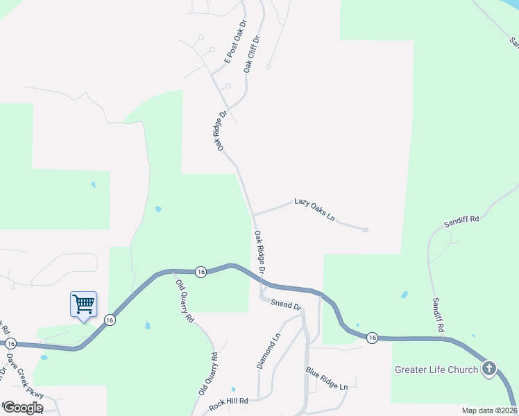 map of restaurants, bars, coffee shops, grocery stores, and more near Oak Ridge Drive in Fairfield Bay